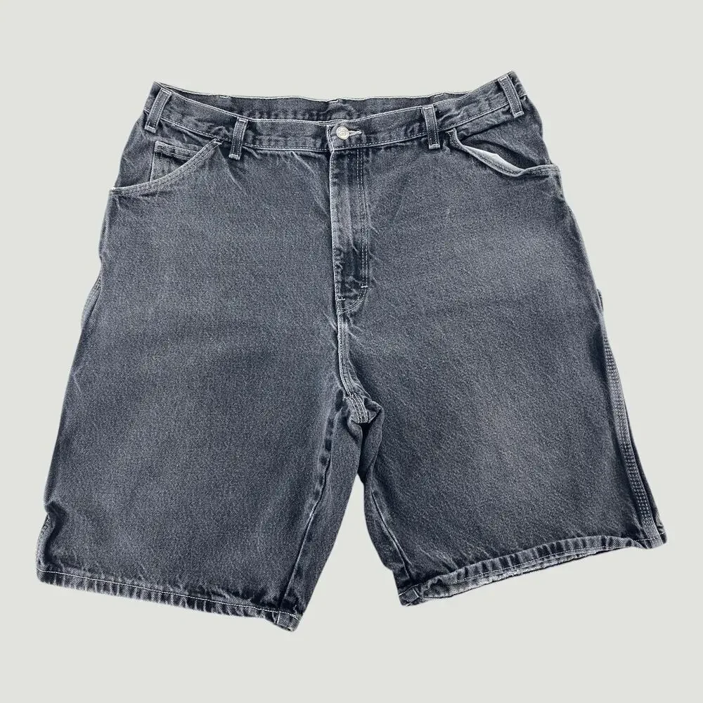 Vintage Dickies Black Denim Carpenter Shorts - Size 40 - Workwear Baggy